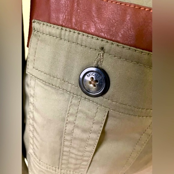 Michael Kors army green khaki safari cargo blazer collared 2 buttons 4 pockets S - Picture 8 of 16